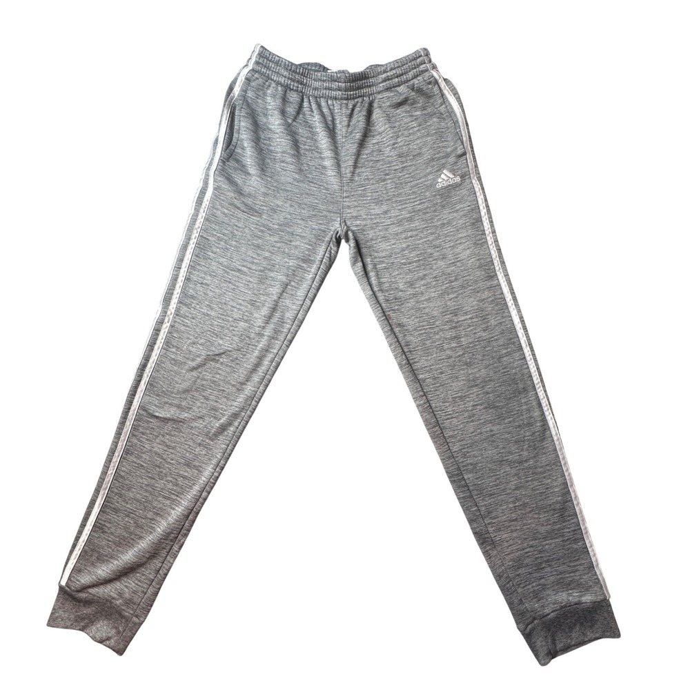 Adidas Joggers Boys XL 18/20 AK5872 Gray 3-Stripe Fleece Tapered Pant